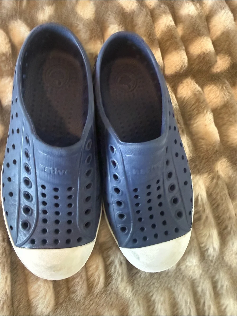 Native Kids Navy Blue Slip-On Water Shoes with White Toe